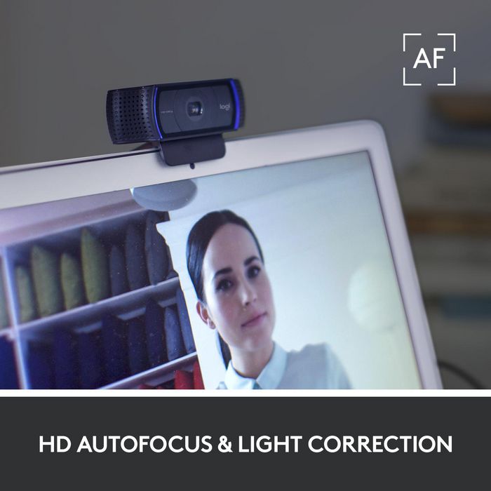 Logitech C920s Webcam HD avec Obturateur de Confidentialité - Résolution 1080p/720p à 30 FPS - Champ de Vision 78° - Double Micro - Appels et Enregistrement en Full HD