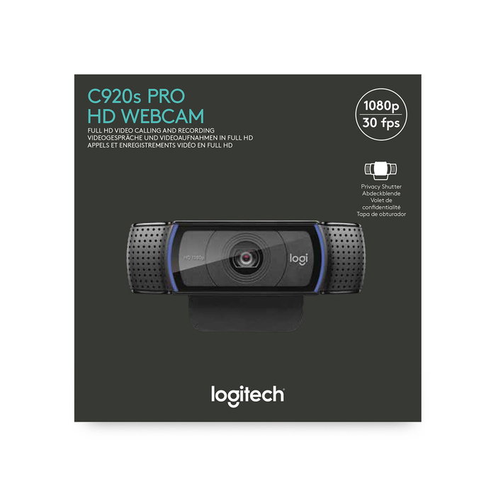 Logitech C920s HD Pro Webcam, Full HD 1080p, Noir