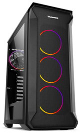 Nox Hummer Quantum Boîtier PC Mini Tower ATX Argenté 4 Ventilateurs ARGB 120 mm Vitre Trempée USB 3.0 Noir