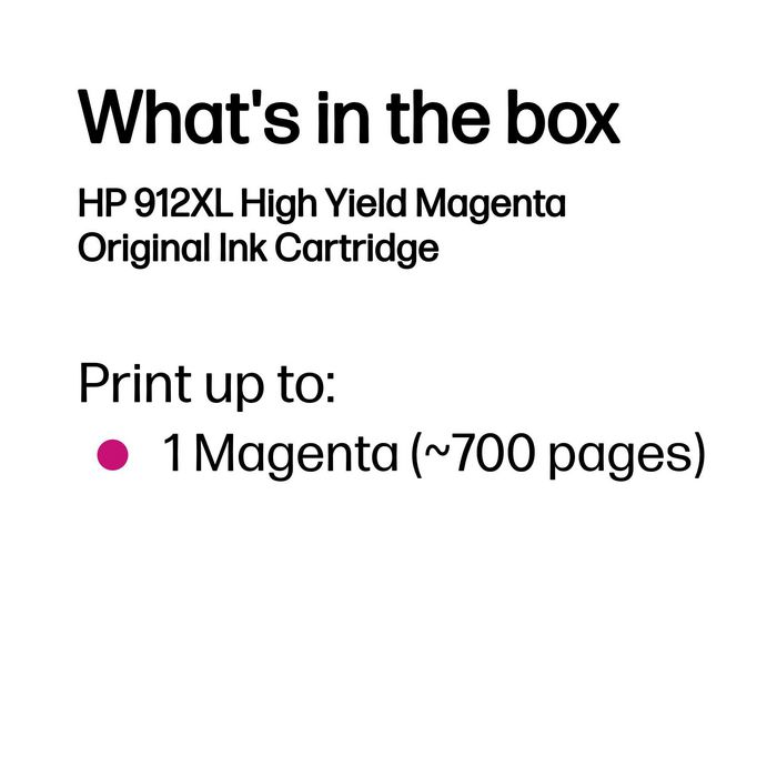 HP 912XL Magenta Cartouche d'encre originale (Haute capacité) HP 912XL Magenta Cartouche d'encre originale (Haute capacité)