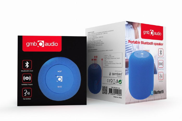GEMBIRD Haut-parleur Bluetooth portable 5 W - Bleu