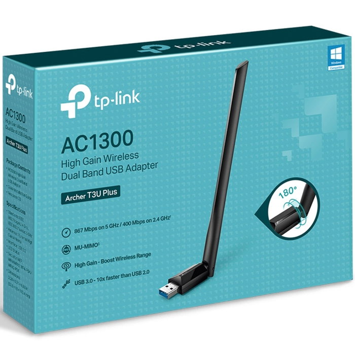 TP-Link Archer T3U Plus Adaptateur USB Wi-Fi AC1300 Noir
