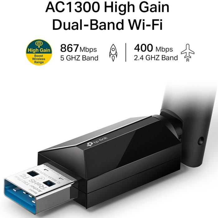 TP-Link Archer T3U Plus Adaptateur USB Wi-Fi AC1300 Noir