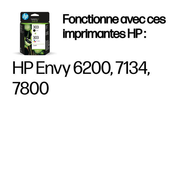 HP Pack de 2 cartouches d'encre authentiques noir et tricolore 303 pour impressions photos et documents professionnels HP Pack de 2 cartouches d'encre authentiques noir et tricolore 303 pour impressions photos et documents professionnels