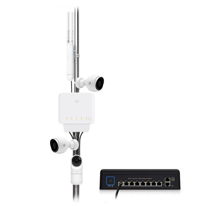 Ubiquiti USW-Flex Commutateur Gigabit 5 ports avec PoE, utilisation intérieur/extérieur, 1 entrée et 4 sorties PoE