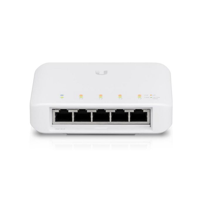 Ubiquiti USW-Flex Commutateur Gigabit 5 ports avec PoE, utilisation intérieur/extérieur, 1 entrée et 4 sorties PoE