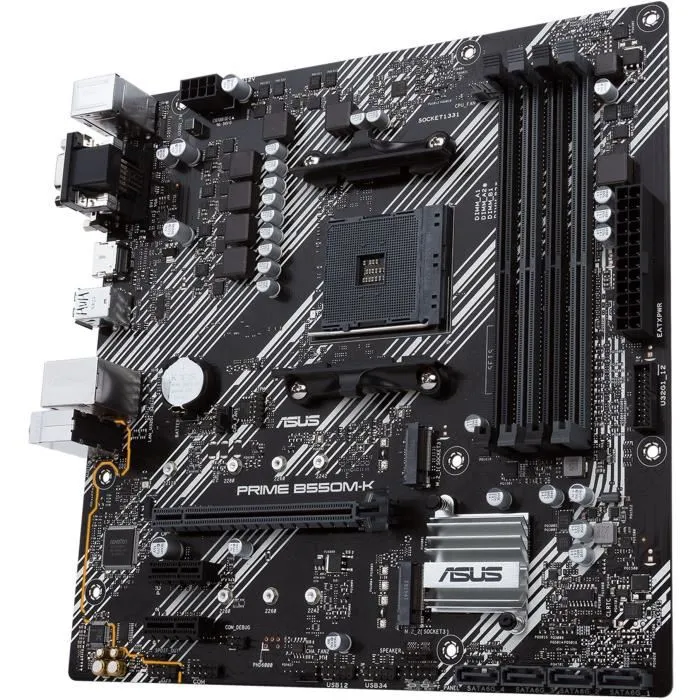 Asus Carte mère PRIME B550M-K (90MB14V0-M0EAY0) - Chipset B550, Format micro-ATX, Noir
