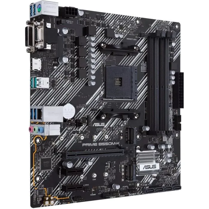 Asus Carte mère PRIME B550M-K (90MB14V0-M0EAY0) - Chipset B550, Format micro-ATX, Noir