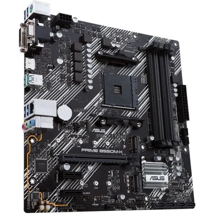 Asus Carte mère PRIME B550M-K (90MB14V0-M0EAY0) - Chipset B550, Format micro-ATX, Noir