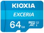 Kioxia Carte mémoire Exceria MicroSDXC 64 GB avec adaptateur, Bleu