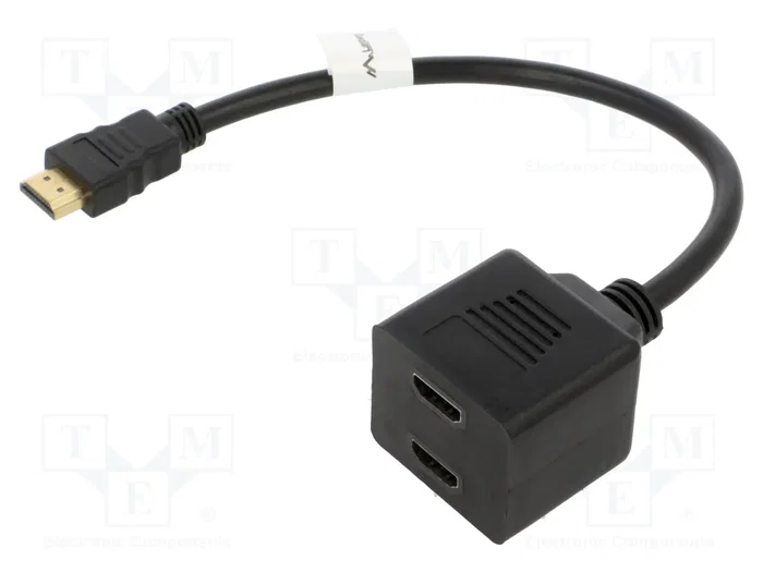 Lanberg Splitter HDMI mâle vers 2x HDMI femelle Full HD 1080p, 20 cm