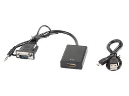 Lanberg Adaptateur VGA Mâle + Audio 3,5 mm Jack vers HDMI Femelle 20 cm - 1920x1080