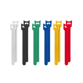 Lanberg Pack 12 Brides Velcro pour Câbles 12mm x 150mm - Blanc, Noir, Vert, Bleu, Jaune, Rouge