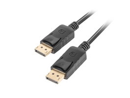 Lanberg Câble DisplayPort Mâle-Mâle 4K (3840x2160) - 1.8 mètres - Version 1.2 - Connecteurs Dorés - Noir