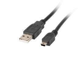 Lanberg Câble USB 2.0 Mâle Mini-B 1.8m Noir - Connecteur USB-A vers Mini USB