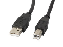 Lanberg Câble USB 2.0 A Mâle vers B Mâle avec Ferrite pour Imprimante, 1.8 mètres, Noir