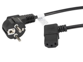 Lanberg Câble d'Alimentation Schuko CEE 7/7 vers IEC C13 1.8m Noir Angulaire VDE C13