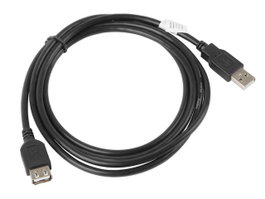 Lanberg Câble Rallonge USB 2.0 Mâle vers Femelle 1,8 m Noir Haute Vitesse
