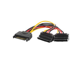 Lanberg Câble Alimentation SATA Mâle 2x SATA Femelle 15cm Y Adaptateur Angle