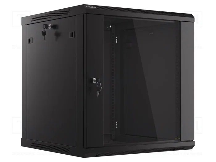 Lanberg Armoire rack murale 19 pouces 12U 600x600 noir avec porte en verre Lanberg Armoire rack murale 19 pouces 12U 600x600 noir avec porte en verre