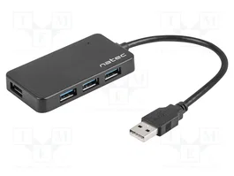 NATEC Hub USB 3.0 MOTH avec 4 ports USB-A, Noir