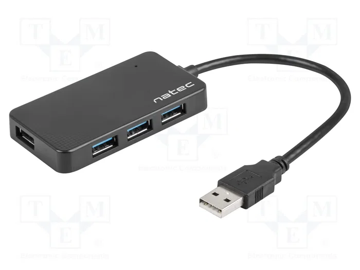 NATEC Hub USB 3.0 MOTH avec 4 ports USB-A, Noir NATEC Hub USB 3.0 MOTH avec 4 ports USB-A, Noir