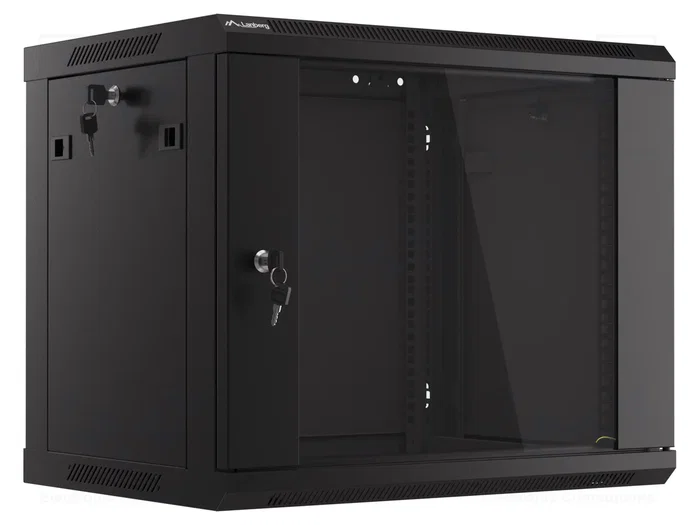 Lanberg Armoire rack 9U 600x450 mm noir porte verre Lanberg Armoire rack 9U 600x450 mm noir porte verre