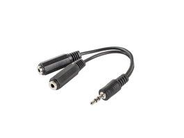 Lanberg Adaptateur Audio Jack Stéréo 3,5 mm Mâle vers 2 Femelles 0,10 m Noir