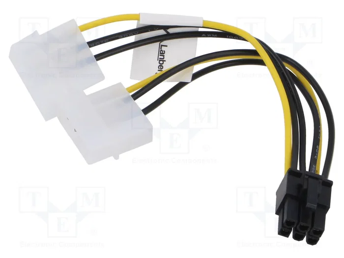 LANBERG Câble d'alimentation 2x Molex mâle vers PCIe 6pin femelle, 150mm LANBERG Câble d'alimentation 2x Molex mâle vers PCIe 6pin femelle, 150mm