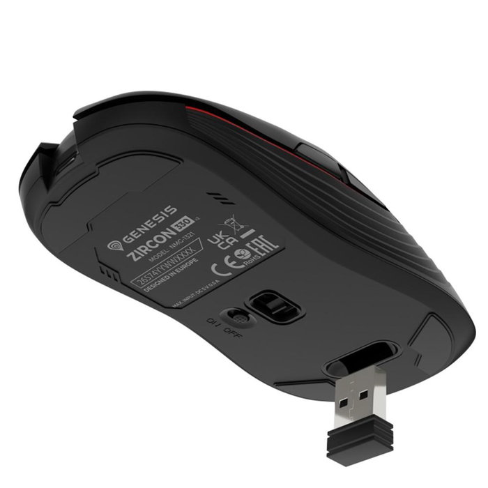 Genesis Zircon 330 Souris Gaming Sans Fil Optique 3600 DPI Noir Rouge USB-C