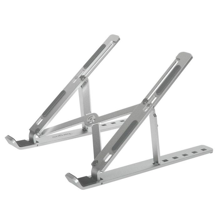 Targus Support Portable Ergonomique pour Ordinateur Portable et Tablette 10-15.6 Pouces en Aluminium, 6 Hauteurs Réglables, Pliable, Avec Pochette Grise