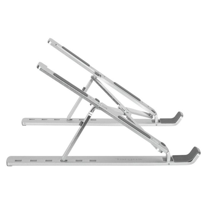 Targus Support Portable Ergonomique pour Ordinateur Portable et Tablette 10-15.6 Pouces en Aluminium, 6 Hauteurs Réglables, Pliable, Avec Pochette Grise