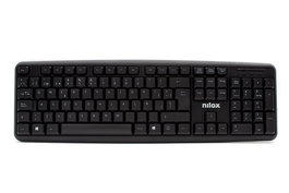 Nilox Clavier USB Noir AZERTY - 105 Touches Full-Size, Membrane Silencieuse, Plug & Play, Compatible Windows