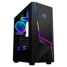 Hiditec V20 Boîtier PC Gaming ATX Noir Vitre Trempée Éclairage ARGB Rainbow USB 3.2