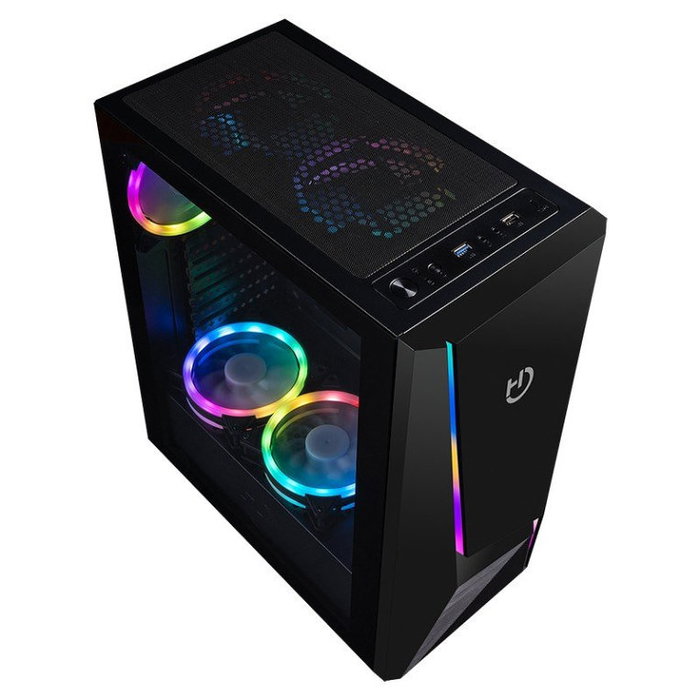Hiditec V20 Boîtier PC Gaming ATX Noir Vitre Trempée Éclairage ARGB Rainbow USB 3.2 Hiditec V20 Boîtier PC Gaming ATX Noir Vitre Trempée Éclairage ARGB Rainbow USB 3.2