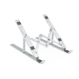 Tooq Support Élévateur Pliable pour Ordinateur Portable et Tablette, 7 Niveaux, 11-15 Pouces, Argent