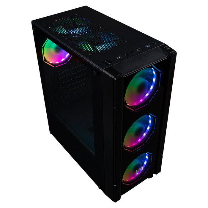 Hiditec Boîtier PC Gaming ATX V30, Vitre Trempée 4mm, 4 Ventilateurs ARGB Hexagonaux, Noir Hiditec Boîtier PC Gaming ATX V30, Vitre Trempée 4mm, 4 Ventilateurs ARGB Hexagonaux, Noir