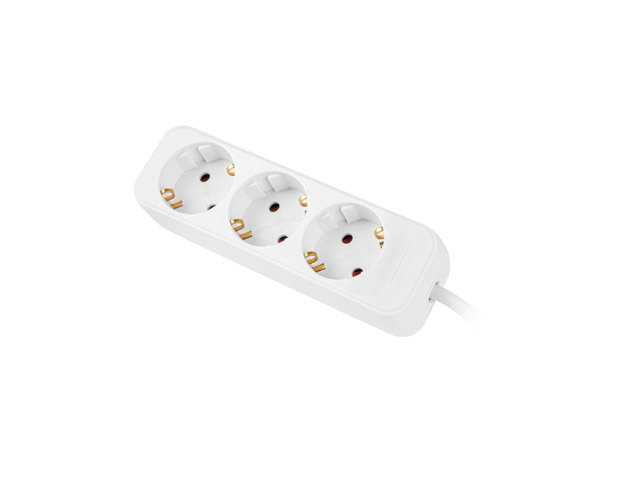 Lanberg Reglette 3 Prises Schuko Blanche 1.5m - Bloc Multiprises avec Protection Enfants IP20