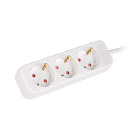 Lanberg Reglette 3 Prises Schuko Blanche 1.5m - Bloc Multiprises avec Protection Enfants IP20
