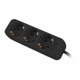 Lanberg Multiprise 3 Prises Schuko Noire Câble 1.5m