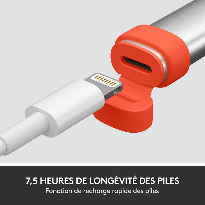 Logitech Crayon Stylo numérique précis pour iPad (2018 et +) avec technologie Apple Pencil, inclinaison, rejet de la paume, 7.5h d'autonomie, résistant aux chutes