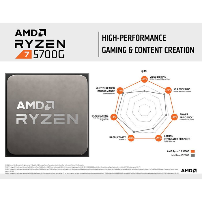 Processeur AMD 5700G AMD Ryzen 7 5700G AMD AM4 16 MB 4.6 GHz