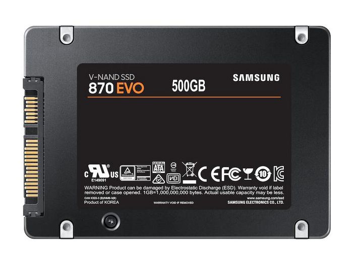 Samsung 870 EVO SSD interne 2,5 pouces 500 Go SATA III 6 Gb/s - Lecteur à semi-conducteurs pour PC de bureau et portable