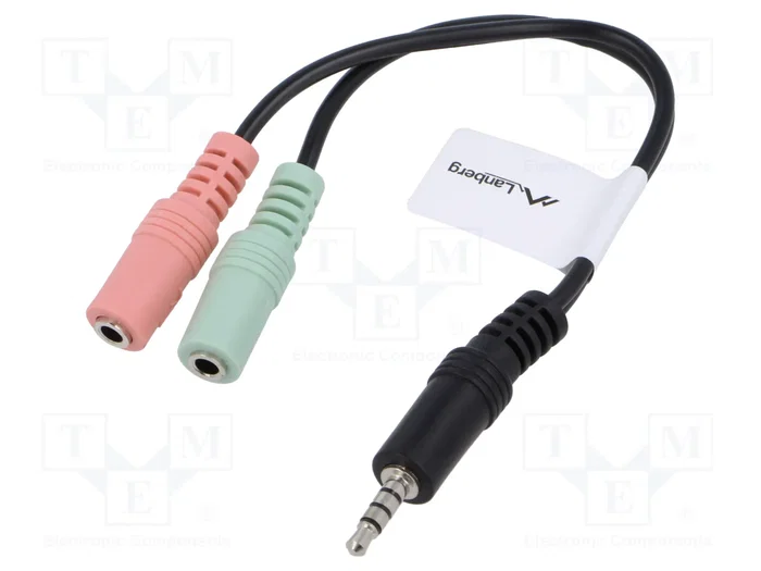 Lanberg AD-0023-BK Adaptateur jack 3,5 mm mâle 4 broches vers 2x femelle 3 broches Lanberg AD-0023-BK Adaptateur jack 3,5 mm mâle 4 broches vers 2x femelle 3 broches