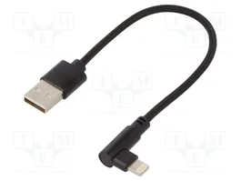 GEMBIRD Câble Cablexpert USB 2.0 0,2m noir avec prise Apple Lightning angulaire et USB A