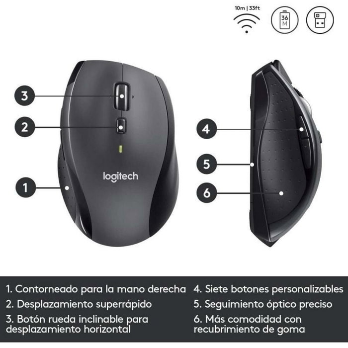 Logitech M705 Marathon Souris sans fil Charcoal