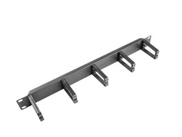 Lanberg Organiseur de Câbles 5 Anneaux Plastique - Panneau de Gestion de Câbles 1U Noir 19"