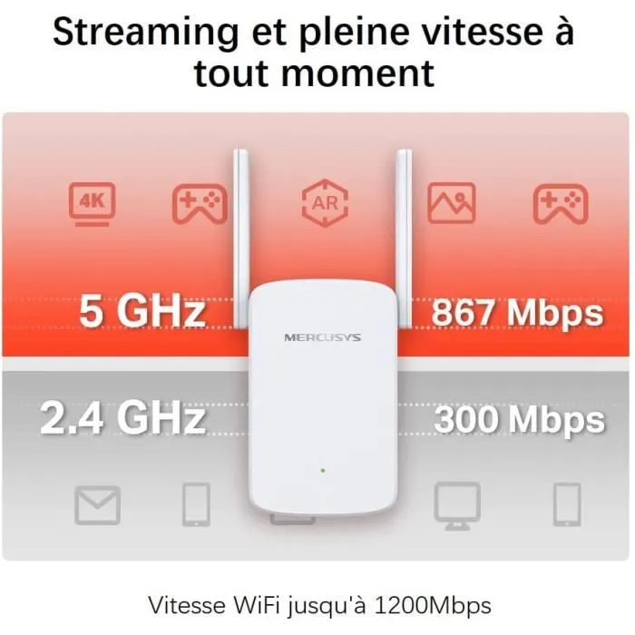 Mercusys ME30 Répéteur Wi-Fi AC1200 Double Bande avec 2 Antennes Mercusys ME30 Répéteur Wi-Fi AC1200 Double Bande avec 2 Antennes