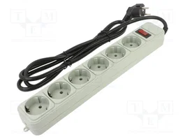 GEMBIRD Bloc multiprise parafoudre avec 6 prises Schuko, gris, 1,8 m