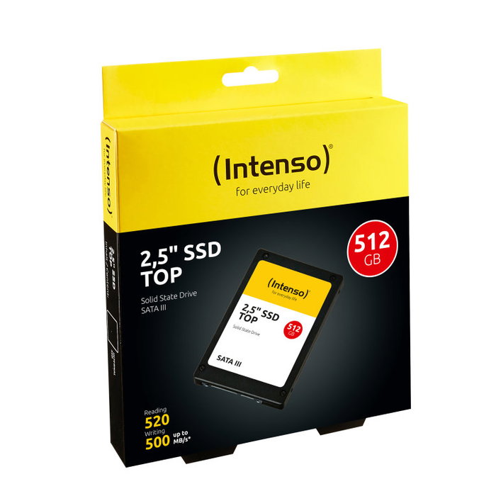 Intenso SSD Interne Top Performance 512 Go SATA III 2.5" Vitesse Lecture 520 Mo/s Écriture 500 Mo/s